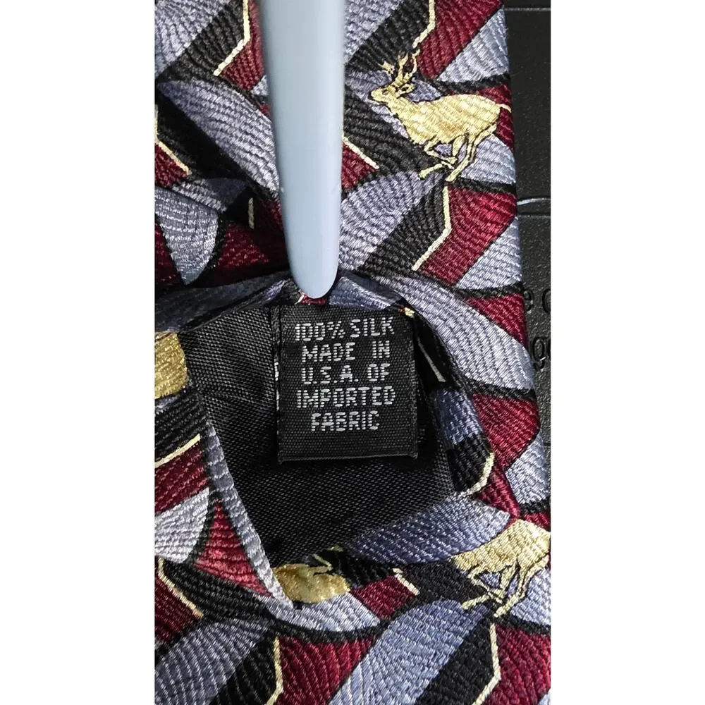 Johnson‎ Brothers running Deer Mens silk Necktie Tie made in USA